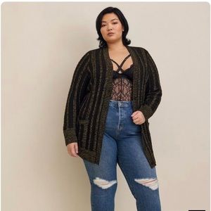 Torrid Black Metallic Cable Boyfriend Cardigan 28
